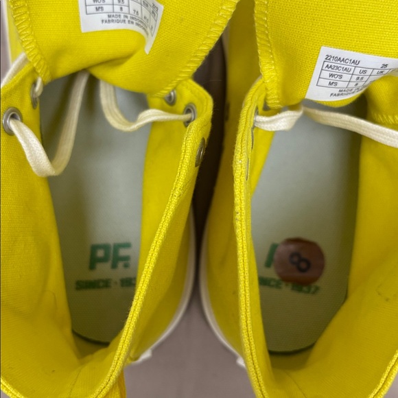 P F Flyers Hi All American Aurora Sneaker Canvas Yellow Sz Men 8 Women 9.5 - Picture 9 of 12